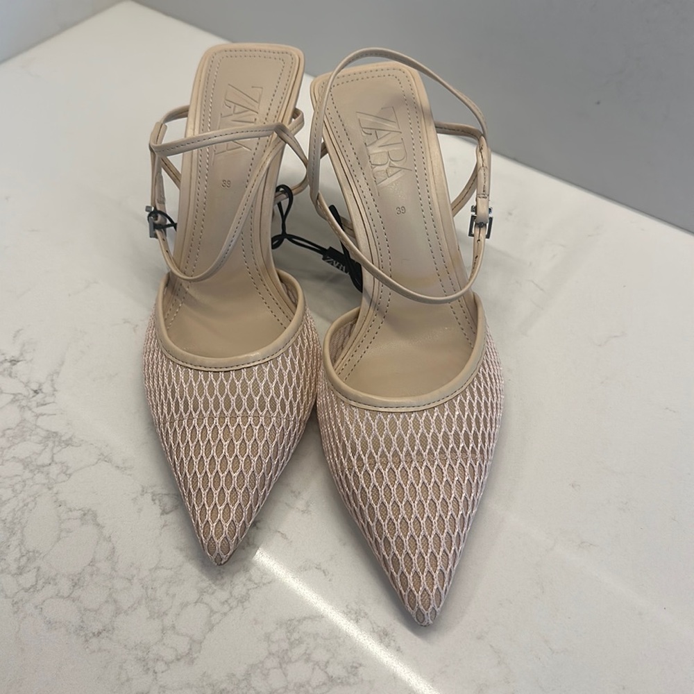 Zara Beige Kitten Mules